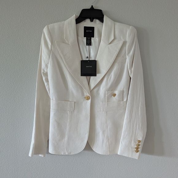 Smythe Vibrant Red Blazer with Gold Accents